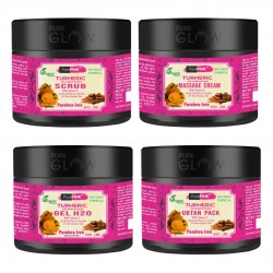 PurePINK Turmeric With Sandalwood Extract Facial Kit (2000 ml) Scrub | Gel | Massage Cream | Ubtan Pack (500 ml each)