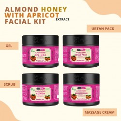 PurePINK Almond and Honey with Apricot Extract Facial Kit (2000 ml) Scrub | Gel | Massage Cream | Ubtan Pack (500 ml each)